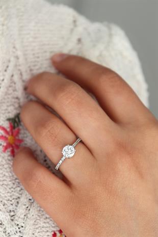 925 Ayar Gümüş Tek Taş Yüzük