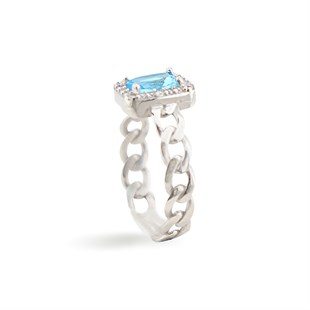 925 Ayar Gümüş Turkuaz Baget Takı Seti Zincir Detay