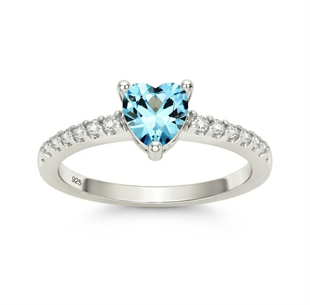 925 Ayar Gümüş Turkuaz Kalp Taşlı Gümüş Yüzük