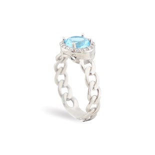 925 Ayar Gümüş Turkuaz Taş Takı Seti Zincir Detay