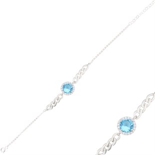 925 Ayar Gümüş Turkuaz Taş Takı Seti Zincir Detay