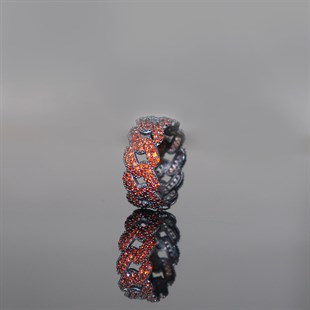 925 Ayar Gümüş Turuncu Taşlı Gurmet Yüzük