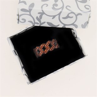 925 Ayar Gümüş Turuncu Taşlı Gurmet Yüzük