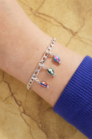 925 Ayar Gümüş  Uçan Balon Charm Kolye Ucu 