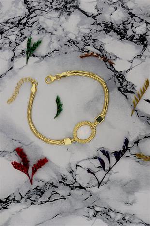 925 Ayar Gümüş Vintage Opal Taşlı Bileklik