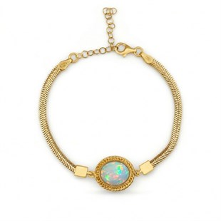 925 Ayar Gümüş Vintage Opal Taşlı Bileklik
