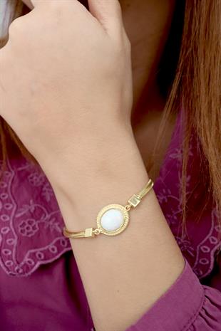 925 Ayar Gümüş Vintage Opal Taşlı Bileklik