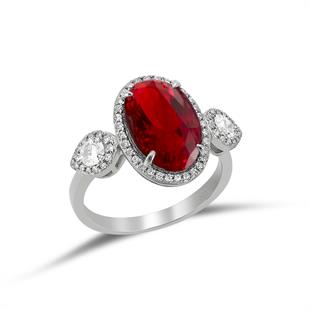 925 Ayar Gümüş Yakut Kırmızı Taşlı Yüzük