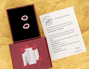 925 Ayar Gümüş Yakut Kırmızısı Damla Taşlı Anturaj Küpe