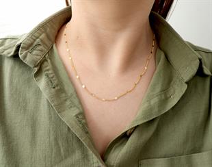 925 Ayar Gümüş Yaldızlı Pullu Gurmet Zincir