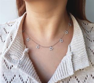 925 Ayar Gümüş Yıldız Işıltısı Kolye