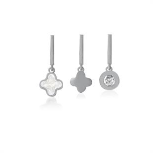 925 Ayar Gümüş Yonca 3lü Küpe Seti