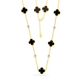 925 Ayar Gümüş Yonca Detaylı Kolye