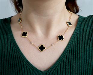 925 Ayar Gümüş Yonca Detaylı Kolye