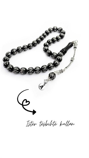 925 Ayar Gümüş Yuvarlak Harf Kolye Ucu - Charm (bileklik ve şahmeran için uygundur)