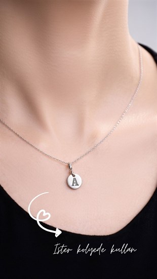 925 Ayar Gümüş Yuvarlak Harf Kolye Ucu - Charm (bileklik ve şahmeran için uygundur)
