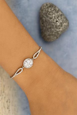 925 Ayar Gümüş Yuvarlak Kesim Bileklik