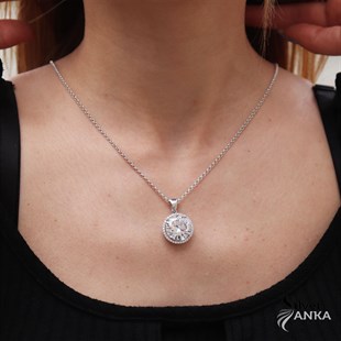 925 Ayar Gümüş Yuvarlak Şık Kolye