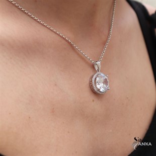 925 Ayar Gümüş Yuvarlak Şık Kolye