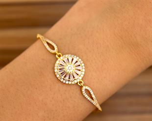 925 Ayar Gümüş Yuvarlak Taşlı Bileklik