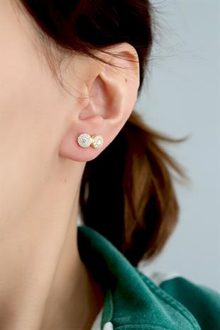 925 Ayar Gümüş Yuvarlak Taşlı Küpe