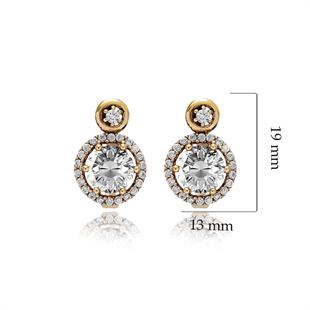 925 Ayar Gümüş Yuvarlak Taşlı Otantik Küpe