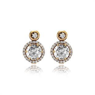 925 Ayar Gümüş Yuvarlak Taşlı Otantik Küpe