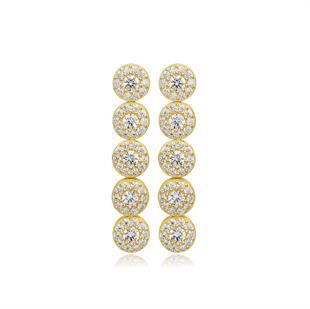 925 Ayar Gümüş Yuvarlak Taşlı Su Yolu Küpe