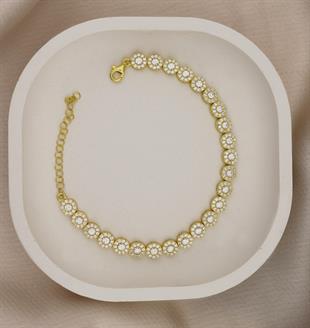 925 Ayar Gümüş Yuvarlak Taşlı Su Yolu Bileklik