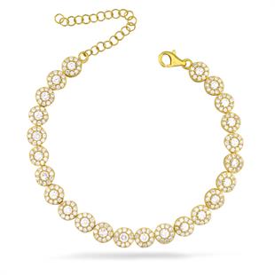 925 Ayar Gümüş Yuvarlak Taşlı Su Yolu Bileklik