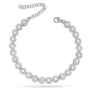 925 Ayar Gümüş Yuvarlak Taşlı Su Yolu Bileklik