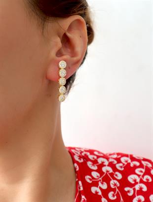 925 Ayar Gümüş Yuvarlak Taşlı Su Yolu Küpe