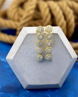 925 Ayar Gümüş Yuvarlak Taşlı Su Yolu Küpe