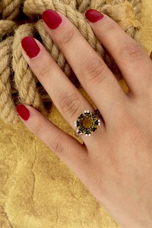 925  Ayar Gümüş Yuvarlak Zultanıt Yüzük