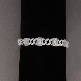 925 Ayar Gümüş Zarif Kare Desen Bileklik