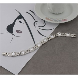 925 Ayar Gümüş Zarif Kare Desen Bileklik