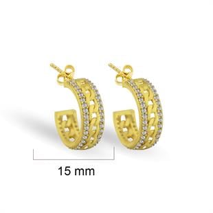 925 Ayar Gümüş Zincir Detaylı Taşlı Halka Küpe