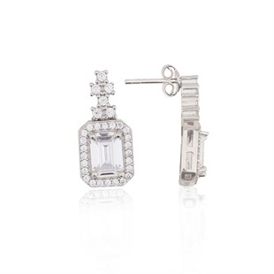 925 Ayar gümüş zirkon baget küpe