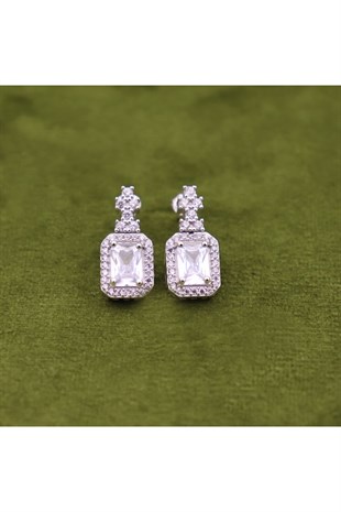 925 Ayar gümüş zirkon baget küpe