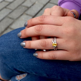 925 Ayar Gümüş Sitrin Taşlı Gümüş Yüzük