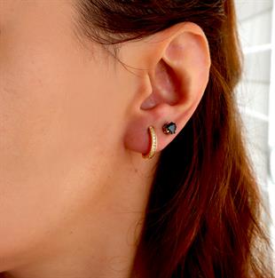 925 Ayar Gümüş Zirkon Taşlı Halka Küpe