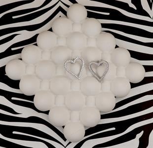 925 Ayar Gümüş Zirkon Taşlı Kalp Küpe