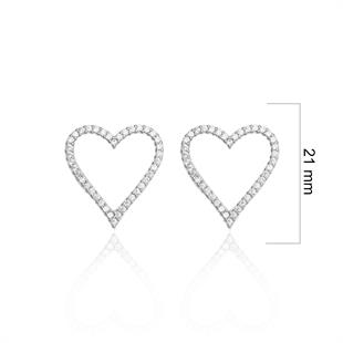 925 Ayar Gümüş Zirkon Taşlı Kalp Küpe