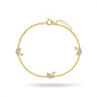 925 Ayar Gümüş Zirkon Taşlı Kuğu Bileklik