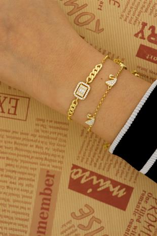 925 Ayar Gümüş Zirkon Taşlı Kuğu Bileklik