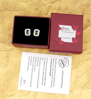 925 Ayar Gümüş Zultanit Baget Taşlı Anturaj Küpe