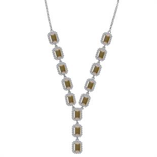 925 Ayar Gümüş Zultanit Baget Taşlı Pırlanta Montür Kolye