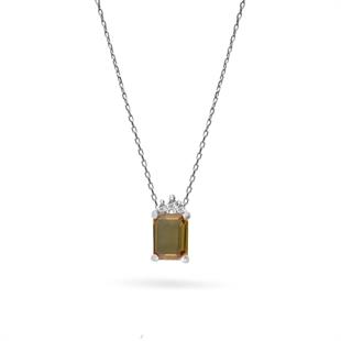 925 Ayar Gümüş Zultanit Baget Taşlı Trend Kolye