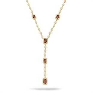 925 Ayar Gümüş Zultanit Baget Taşlı Y Model Su Yolu Detaylı Kolye