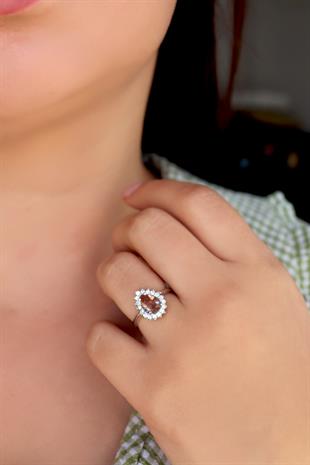 925 Ayar Gümüş Zultanit Damla Anturaj Yüzük